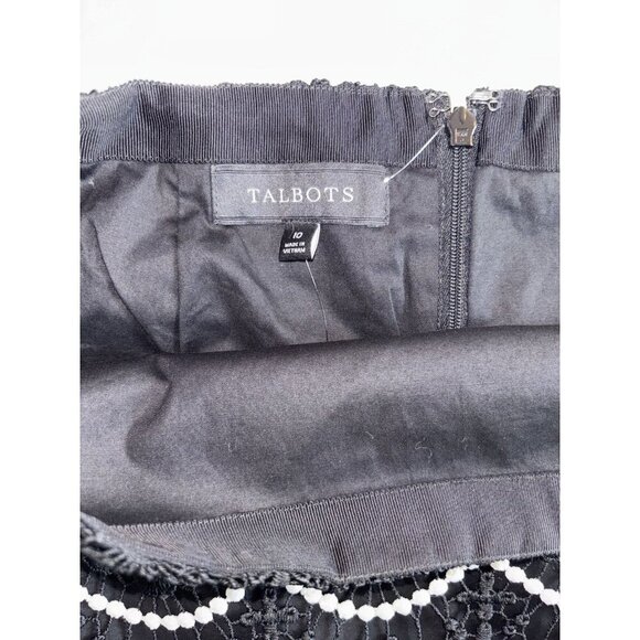 Talbots Black & White Lace Overlay Scalloped Hem Back Zip Pencil Skirt, Size 10 - Picture 5 of 7